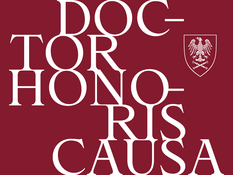 Grafika promująca doktoraty honoris causa/ graphic promoting the ceremonies of conferring honorary doctorate degrees